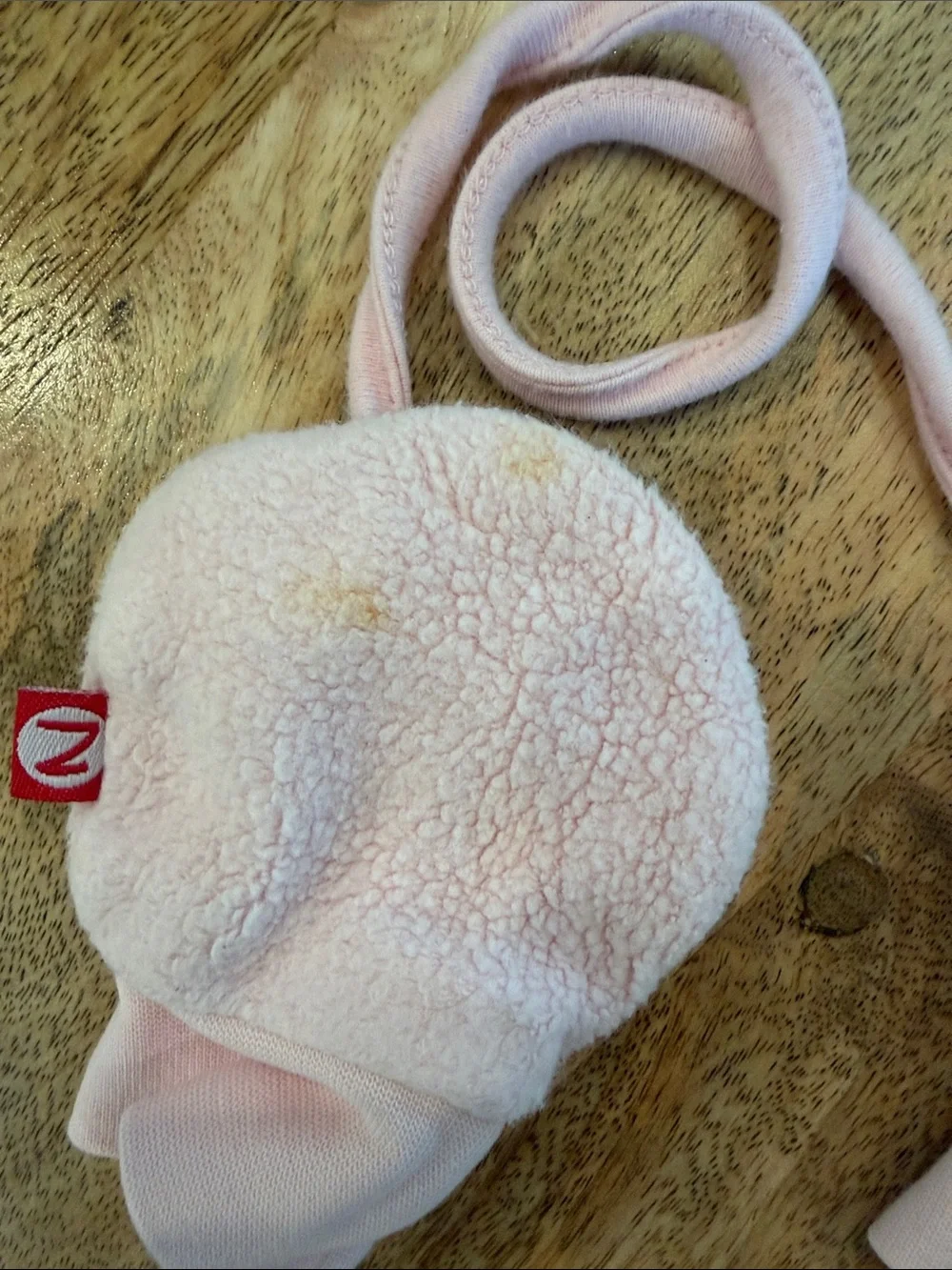 Baby Pink Bear Ear Fleece Hat with Matching Mittens